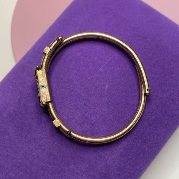 💛 Antique 12k Gold Filled Floral Leaf Bangle Bracelet - Picture 3 of 7